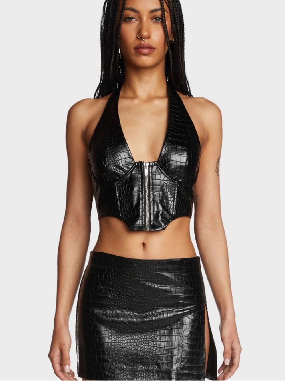 Edikted Vegan Leather Corset Top